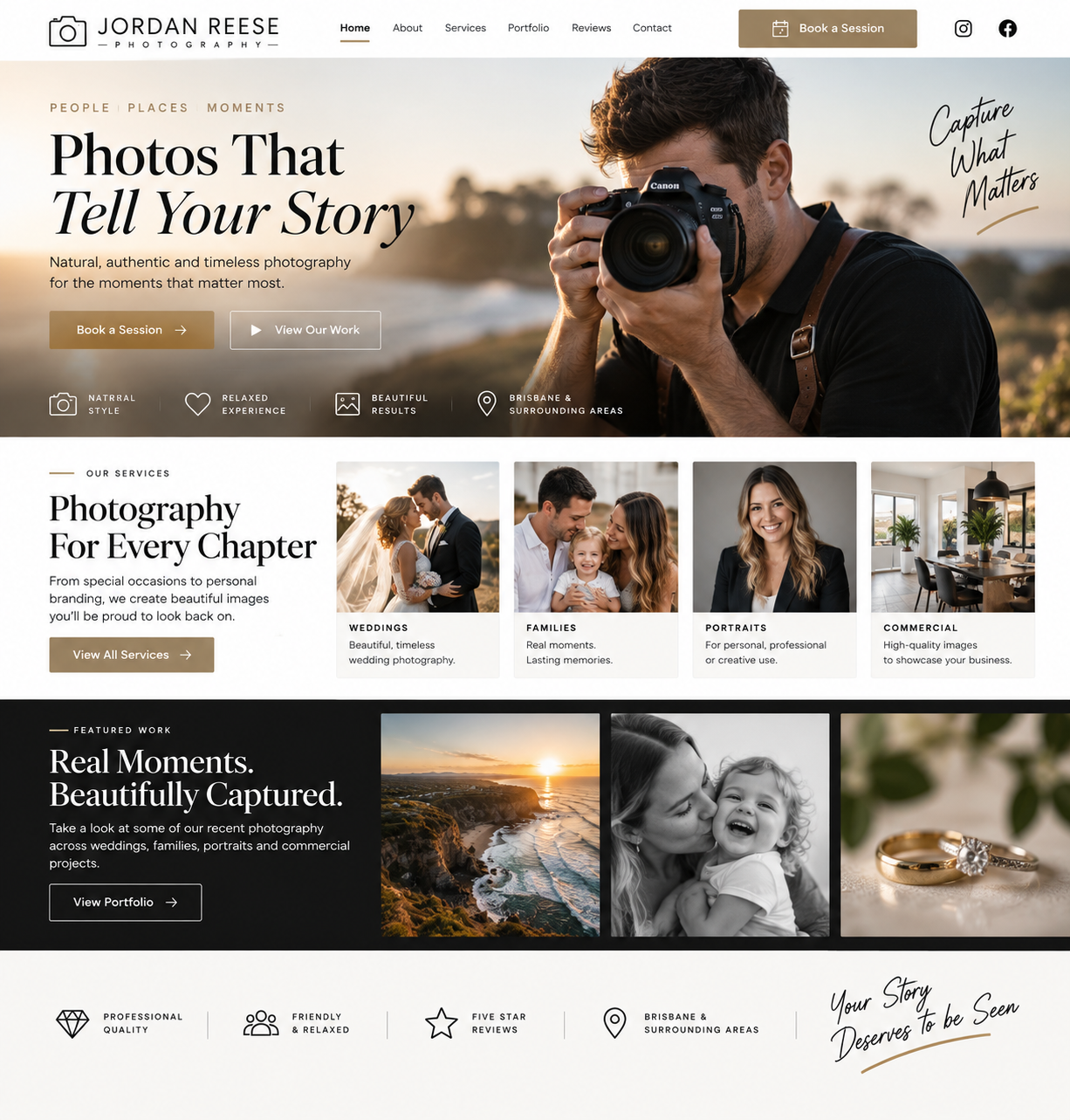Responsive photography website design mockup